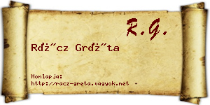 Rácz Gréta névjegykártya